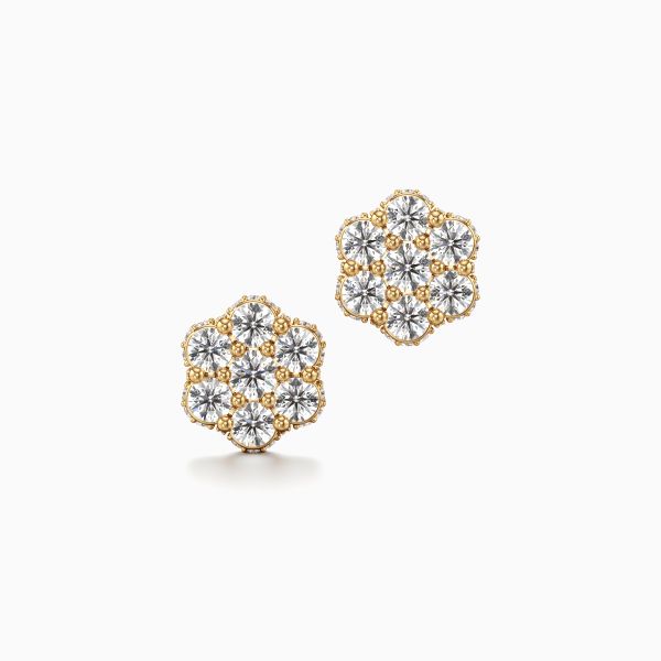 Flashy Flower Cluster Diamond Earrings