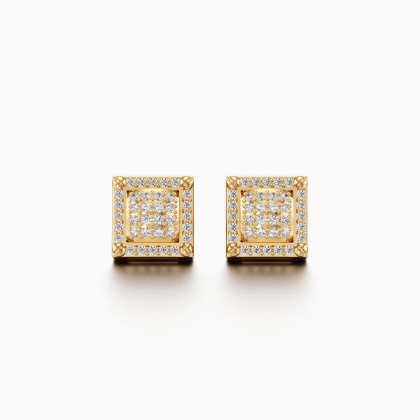 Glittering Quadratic Diamond Earrings