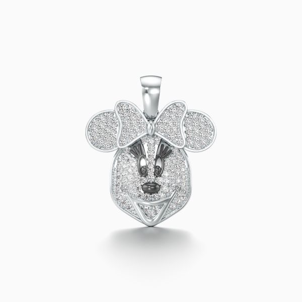 Whimsy Minnie Mouse Diamond Pendant in White