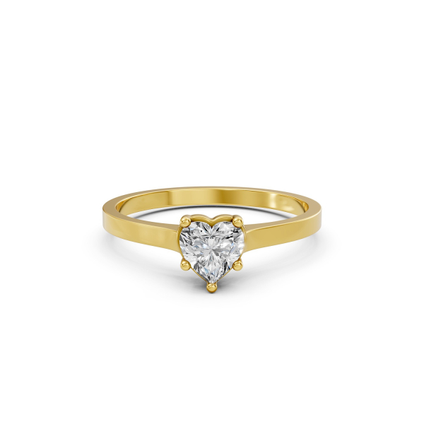 Solid Gold Heart Cut Solitaire Diamond Ring For Her