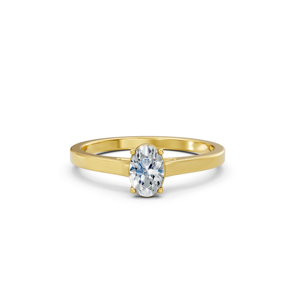 Solid Gold Oval Cut Solitaire Diamond Ring For Her