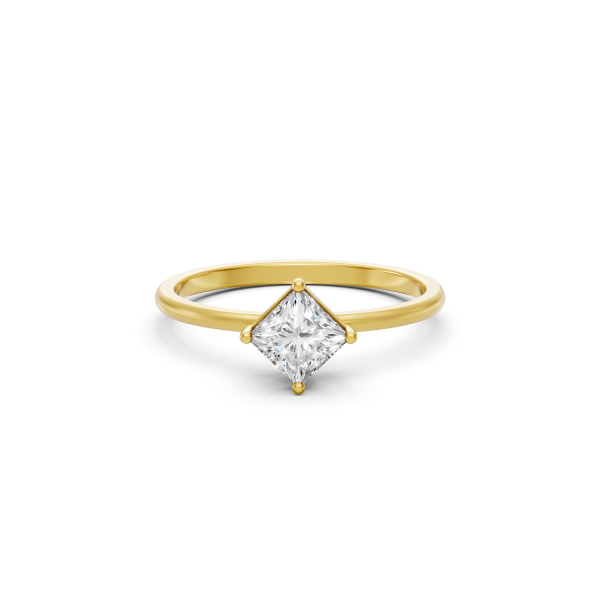 Solid Gold Princess Cut Solitaire Diamond Ring For Her