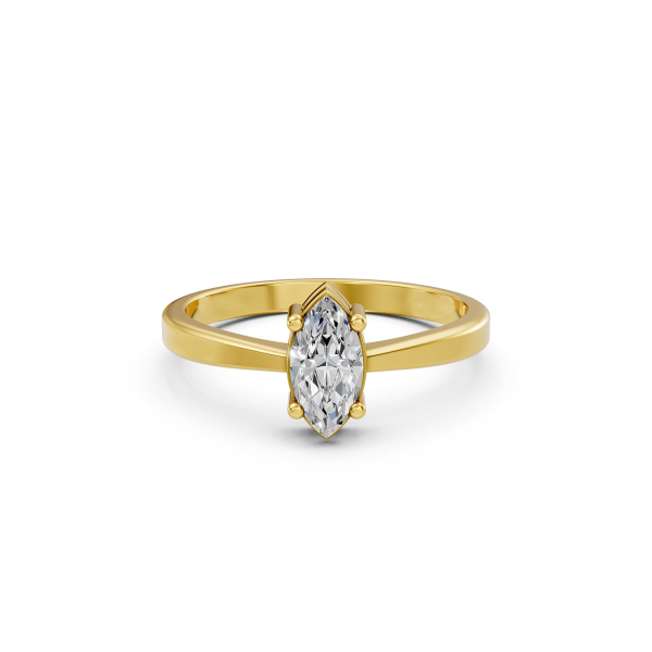 Solid Gold Marquise Cut Solitaire Diamond Ring For Her