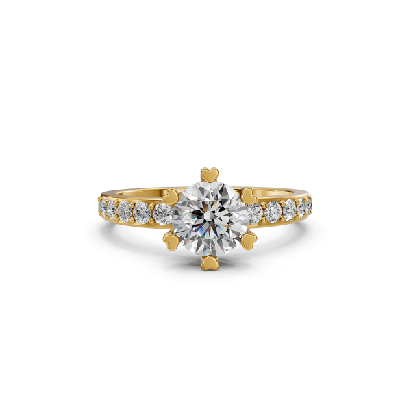 Solid Gold Heart Shape Prong Diamond Engagement Ring