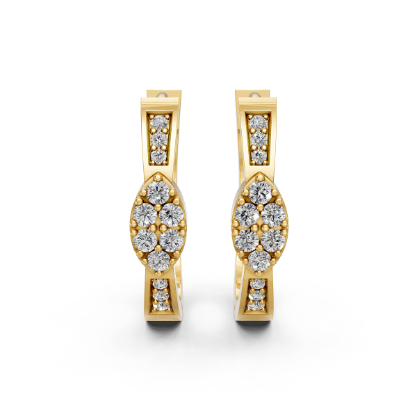 Solid Gold Hoop Earrings with Sparkling Natural Diamonds