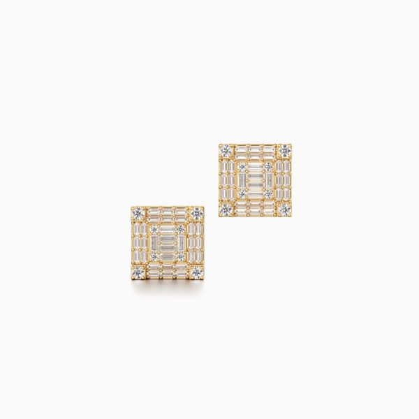 Gleaming Square Diamond Earrings