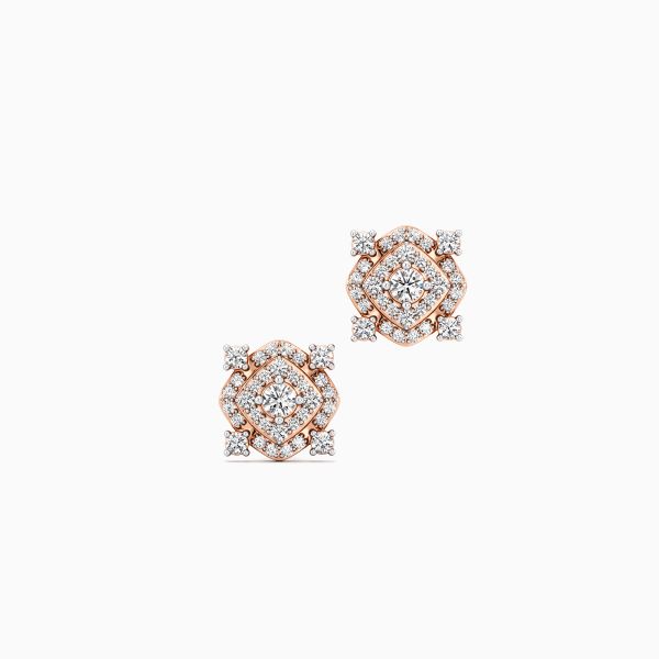 Brilliant Square Halo Diamond Earrings