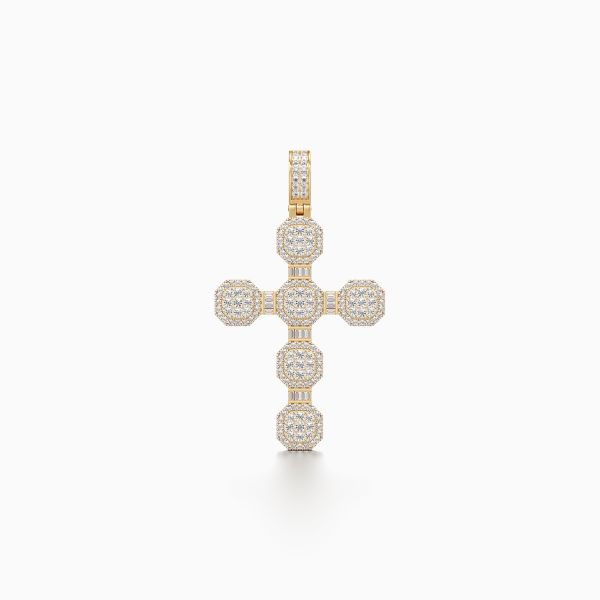 Circle-Studded Cross Diamond Pendant
