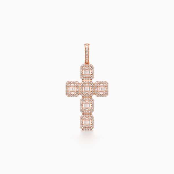 Asscher Cross Diamond Pendant