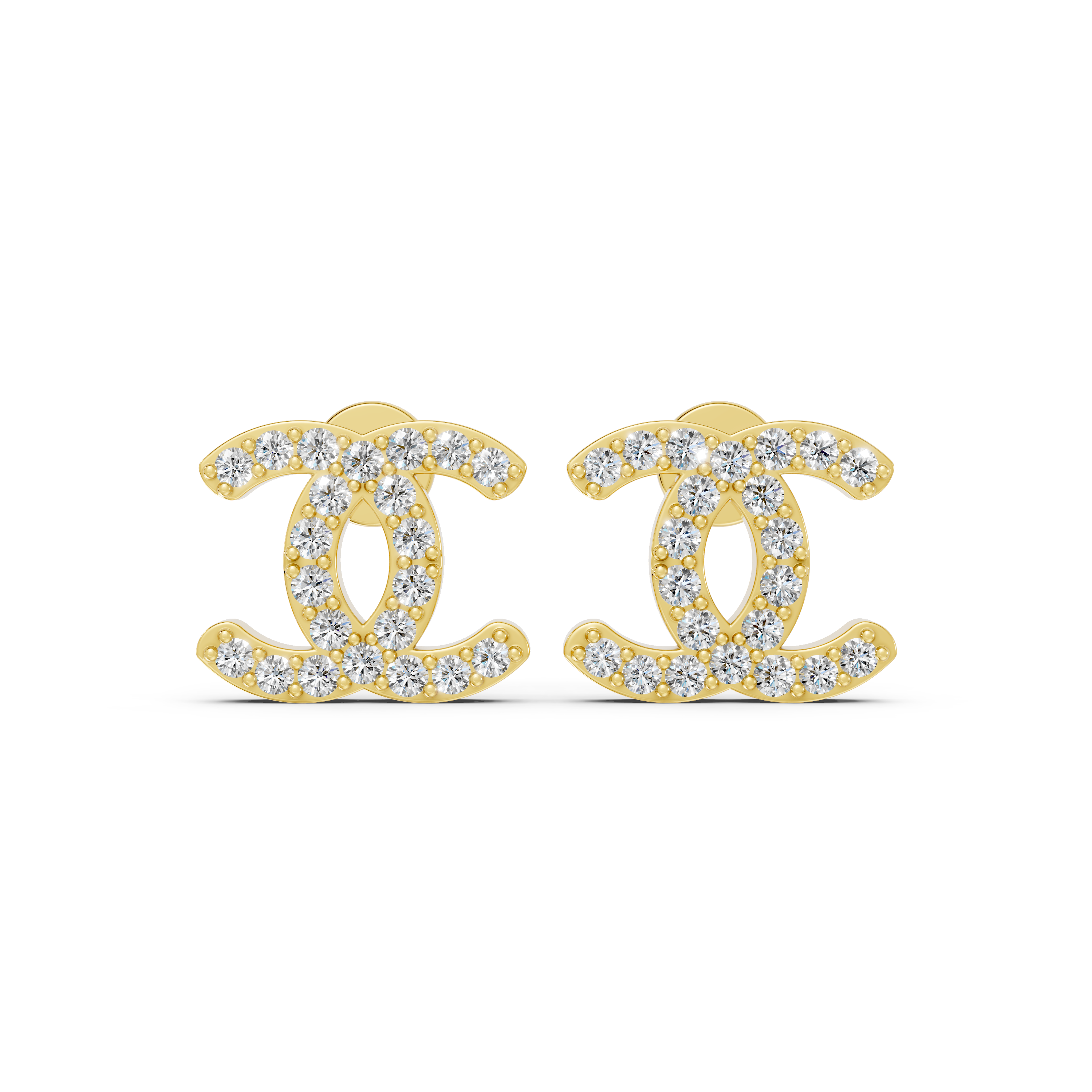 Vintage CC Stud Diamond Earrings