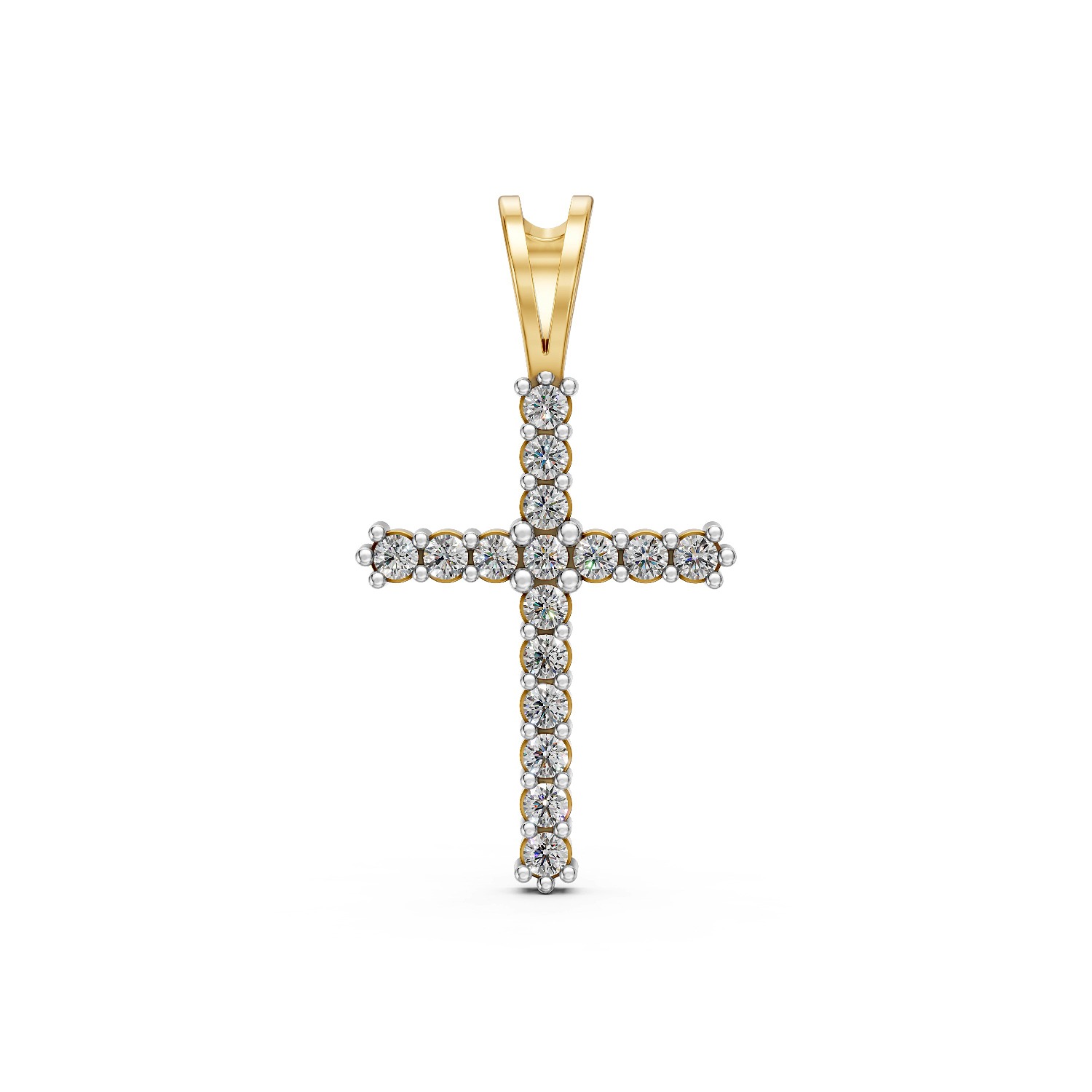 Diamond Cross Pendant With Round Cut Stones