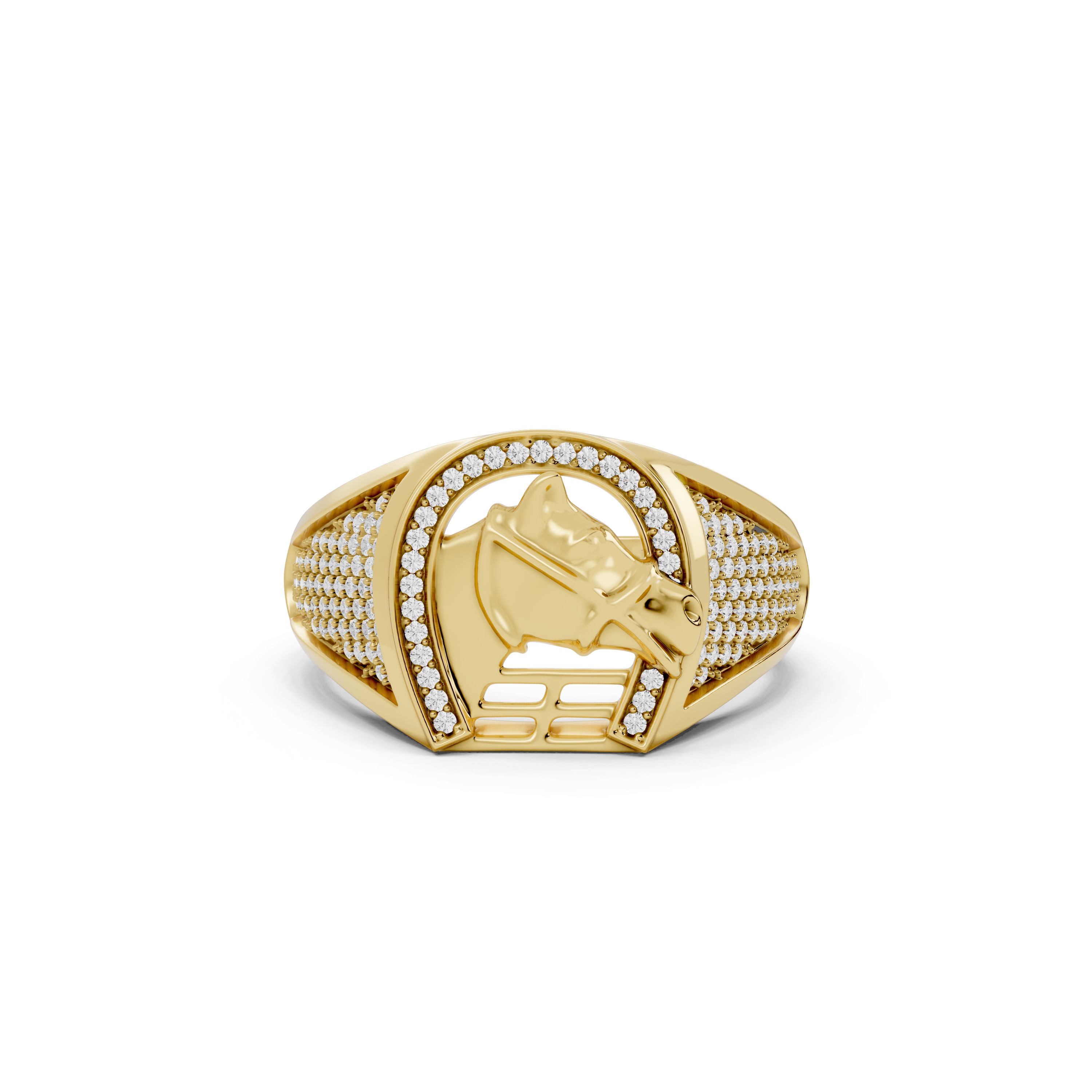 Horse Themed Diamond Statement Ring with Unique Equestrian Design