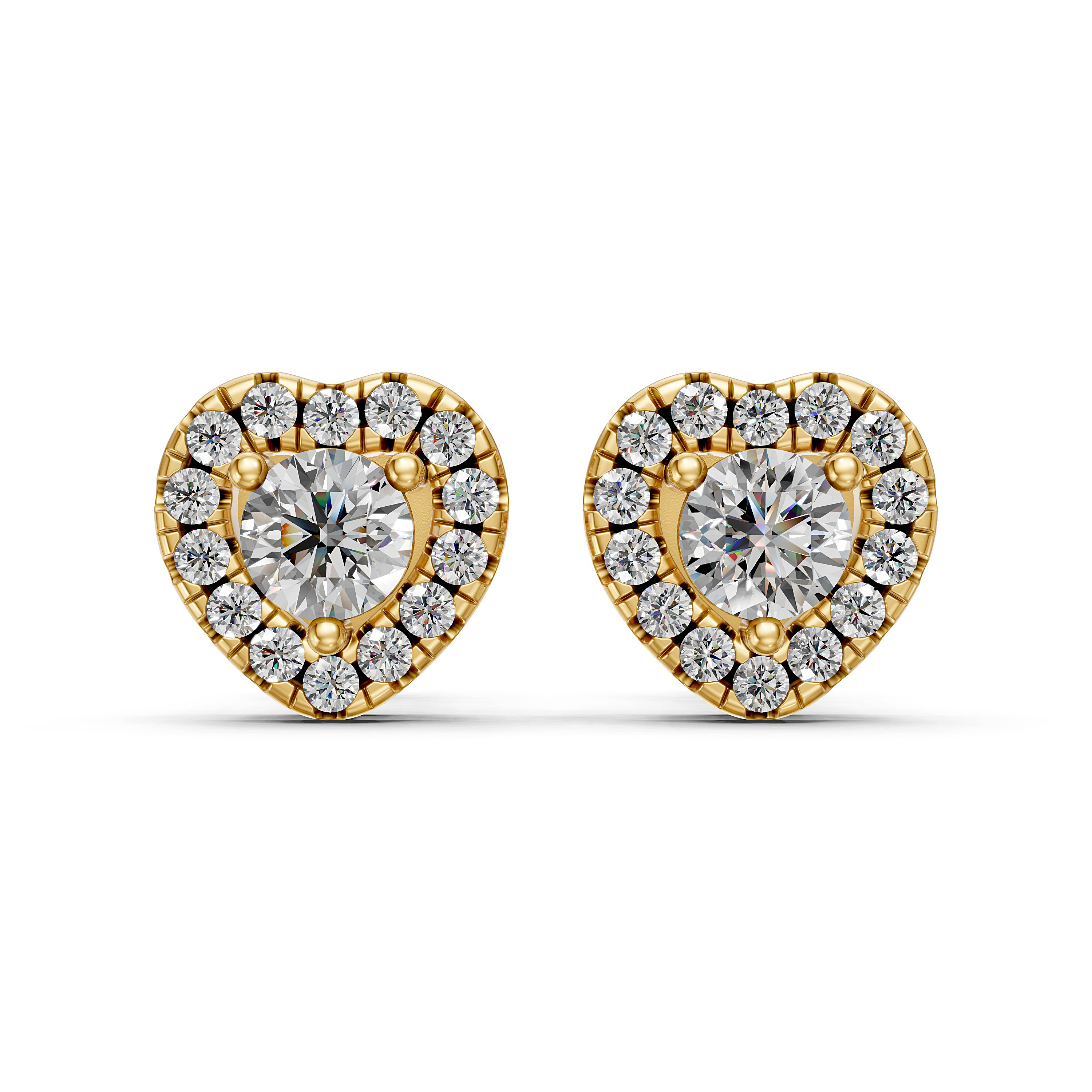 Test Netcart Solid Gold Heart Shape Natural Diamond Stud Earrings