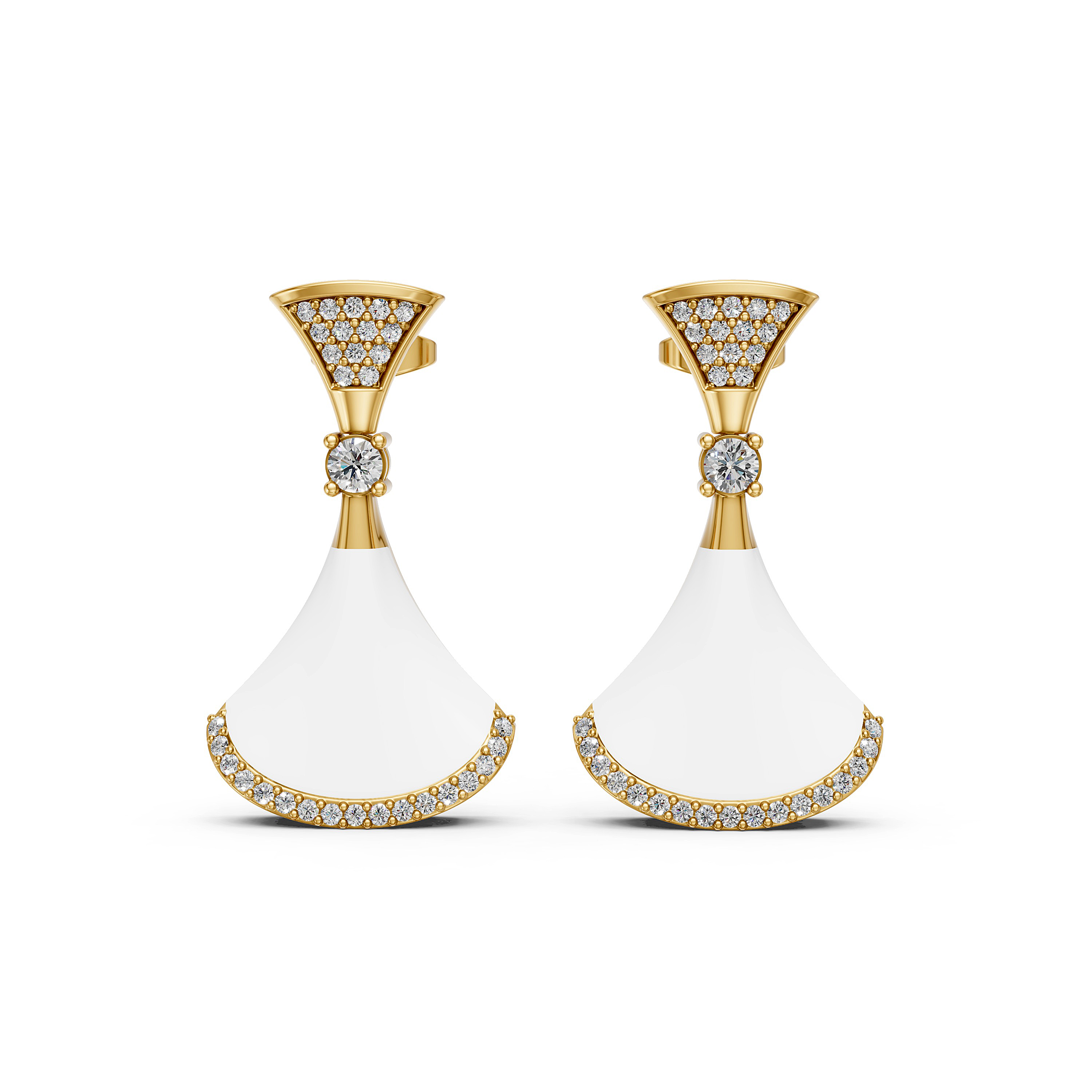 Solid Gold Mother of Pearl Diamond Stud Earring | Beach and Party Wear Jewelry