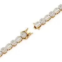 Floral Baguette Diamond Bracelet in Yellow 10k Gold