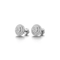 Stepped Cluster Diamond Earrings in White 10k Gold
