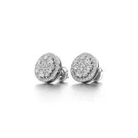 Glitzy Cluster Diamond Earrings in White 10k Gold