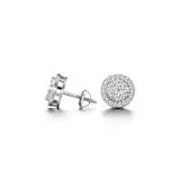 Round Rizzy Diamond Earrings in White 14k Gold