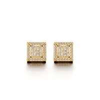 Glittering Quadratic Diamond Earrings in Yellow 10k Gold