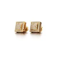 Glittering Quadratic Diamond Earrings in Yellow 10k Gold