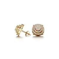Frosty Layered Diamond Earrings in Yellow 10k Gold