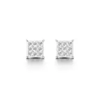 Extravagant Square Diamond Earrings in White 10k Gold