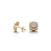 Halo Cluster Diamond Earrings in Yellow 10k Gold