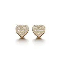 Twinkling Heart Diamond Earrings in Yellow 10k Gold