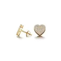 Twinkling Heart Diamond Earrings in Yellow 10k Gold