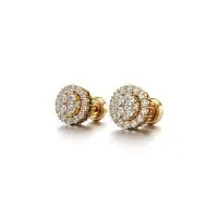 Ritzy Round Diamond Earrings in Yellow 10k Gold