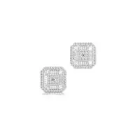 Snazzy Asscher Diamond Earrings in White 10k Gold