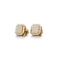 Chic Emerald-cut Diamond Earrings in Yellow 10k Gold