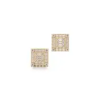 Gleaming Square Diamond Earrings in Yellow 10k Gold