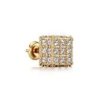 Twinkling Cuboid Diamond Earrings in Yellow 10k Gold