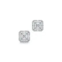 All Square Diamond Earrings in White 10k Gold