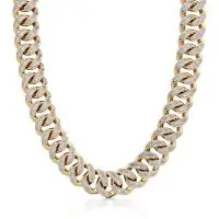 Cuban Blaze Diamond Necklace in Yellow 10k Gold