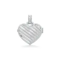 Heart Locket Diamond Pendant in White 10k Gold