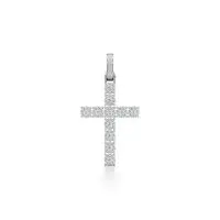 Frosty Cross Diamond Pendant in White 10k Gold