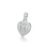 Tumefied Heart Diamond Pendant in White 10k Gold