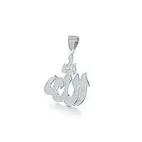 Pious Allah Diamond Pendant in White 10k Gold