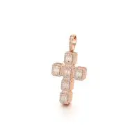 Asscher Cross Diamond Pendant in Rose 10k Gold