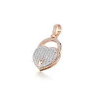 Frozen Heart Lock Diamond Pendant in Rose 10k Gold