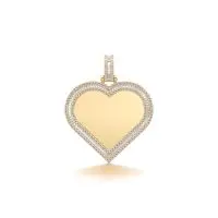 Baguette Heart Keepsake Diamond Pendant in Yellow 10k Gold