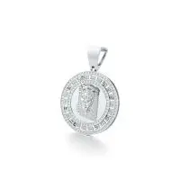 Medallion Jesus Diamond Pendant in White 10k Gold