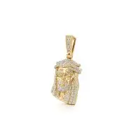 Gemmed Jesus Diamond Pendant in Yellow 10k Gold