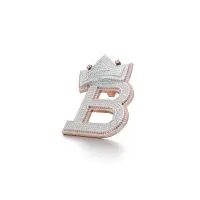 Icy Crowned B Diamond Pendant in Rose 10k Gold