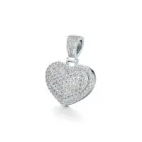 Emblossomed Heart Diamond Pendant in White 10k Gold