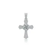 Celtic Cross Diamond Pendant in White 14k Gold