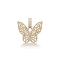 Openwork Butterfly Diamond Pendant in Yellow 10k Gold