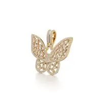 Openwork Butterfly Diamond Pendant in Yellow 10k Gold